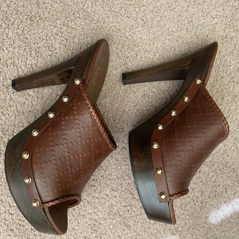 Brown Gucci High Heel Clog Size 38